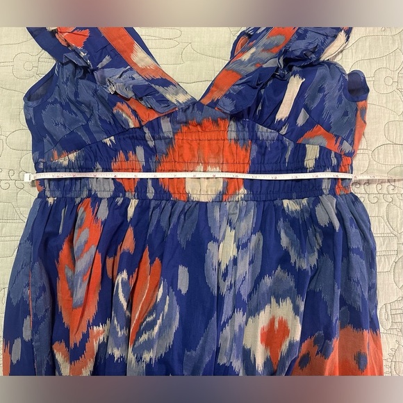 NEW Banjanan Maya Dress Sz L Ikat Soladite Blue Orange Pockets! - Picture 8 of 10